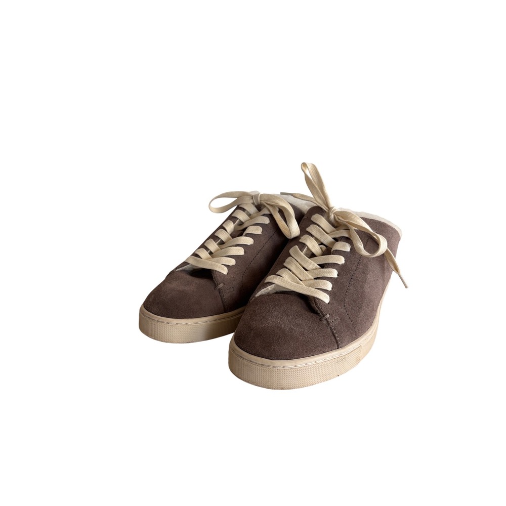 FRYE Suede Shearling Lined Slip On Sneakers Mules Women's Size 9.5 M Brown‎